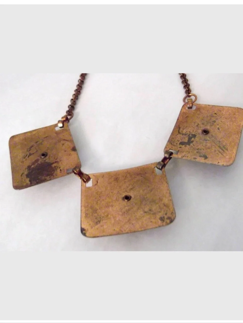 Vintage 50s 60s copper pannel confetti gold stone lucite bib Collar necklace